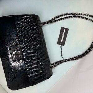 karl lagerfeld bags karl lagerfeld black agyness quilted snake embossed purse